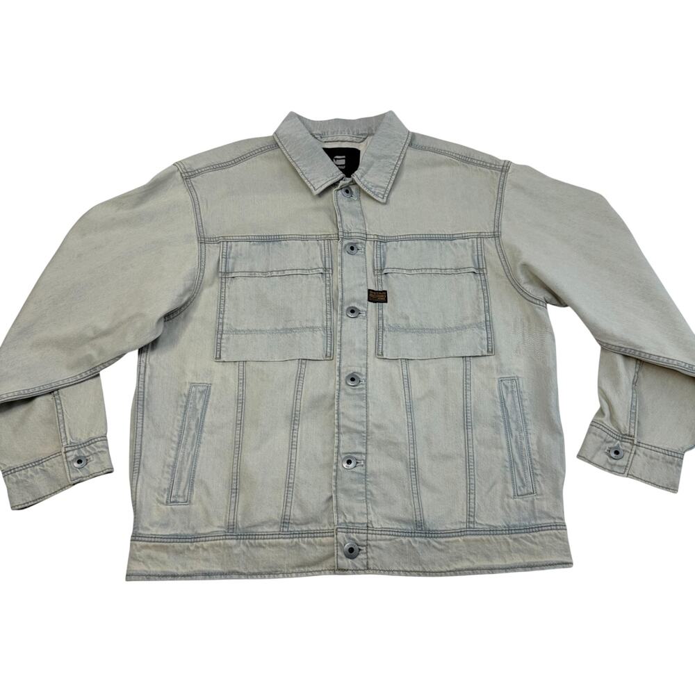 G-Star RAW Denim Jacket Mens Medium Oversized Vintage Mercury Distressed NWT